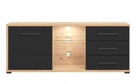 TV stolek 160 s vnitřním osvětlením Lugano - dub artisan/černá