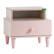 Noční stolek Chere - bříza/růžová