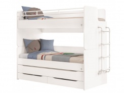 Patrová postel s úložným prostorem a žebříkem Pure - bílá