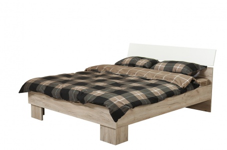 Manželská postel Rennes 160 - dub šedý/bílá