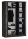 Třídveřová šatní skříň se zrcadlem Falko - dub rebap/bronz
