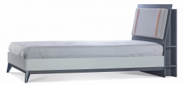 Studentská postel 100x200 Thor - béžová/šedá/černá