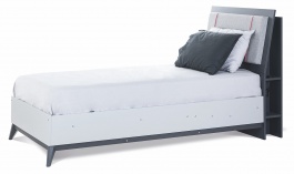 Studentská postel 100x200 s výklopným úložným prostorem Thor - růžová/šedá/černá