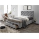 Moderní postel s úložným prostorem, šedá látka, 180x200, Santola