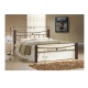 Manželská postel, dřevo ořech / černý kov, 140x200, PAULA