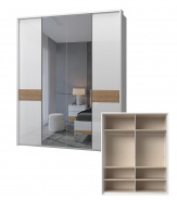 Čtyřdveřová šatní skříň s rámem a 2 zrcadly I Salinger - ořech pacifik/bílá