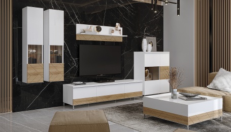 Luxusní obývací pokoj Salinger - ořech pacifik/bílá