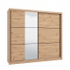 2D šatní skříň s posuvnými dveřmi a zrcadlem 245 Debby - dub artisan