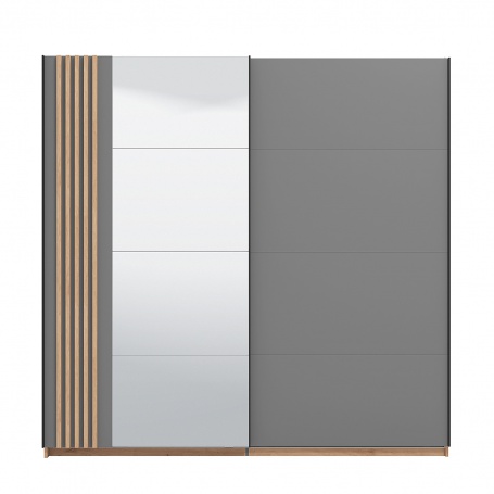 Dvoudveřová posuvná skříň se zrcadlem 220 Donna - šedá/dub artisan