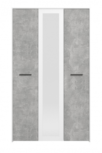 Třídveřová šatní skříň se zrcadlem Geralt - beton/bílá