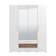Čtyřdveřová šatní skříň se zrcadlem Lilo-bílá/dub flagstaff - s LED osvětlením