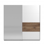 Dvoudveřová posuvná skříň se zrcadlem 220 Lilo - bílá/dub flagstaff - výběr provedení
