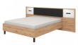 Manželská postel s osvětlením 160x200 Budoni - dub artisan/černá/bílá