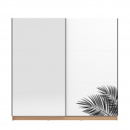 2D posuvná skříň se zrcadlem Budoni - bílá/dub artisan/černá - výběr provedení