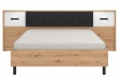 Manželská postel s osvětlením 160x200 Budoni - dub artisan/černá/bílá