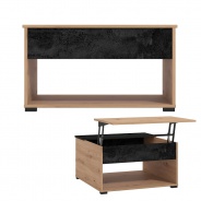 Konferenční stolek se zvedací deskou Lift - dub artisan/černá