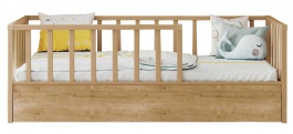Dětská postel 100x200cm se zábranami a zásuvkou Cody - dub světlý