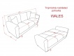 Trojmístná rozkládací pohovka s úložným prostorem Wales - rozměry