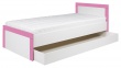 Dětská postel se šuplíkem Twin 90x200cm - bílá/růžová
