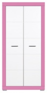 Dětská šatní skříň Twin - bílá/růžová