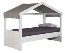 Domečková postel 90x200 s látkovou stříškou Spencer - bílá