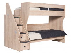 Patrová postel s úložnými zásuvkami Colin - dub kestína/šedá