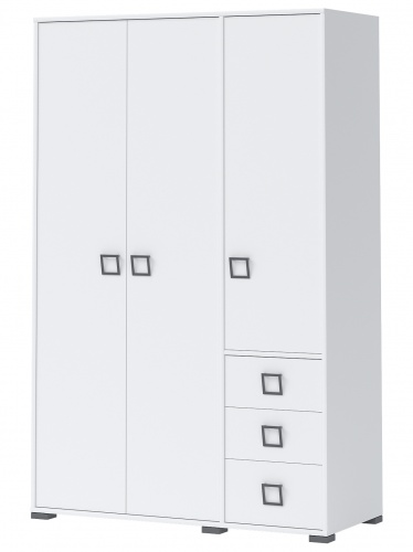 Třídveřová kombinovaná šatní skříň II Sloane - bílá