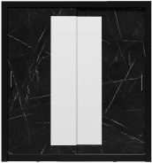 Šatní skříň 200 se zrcadlem Roxy - černá/mramor černý