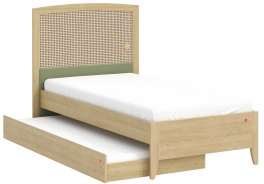 Studentská postel 100x200cm s čelem a přistýlkou Habitat - dub/zelená
