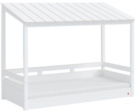 Domečková postel s dřevěnou střechou Fairy - bílá