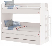 Patrová postel s přistýlkou, úložným prostorem a žebřík Pure Modular - bílá