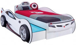 Dětská postel auto SUPER s přistýlkou 90x190cm - bílá
