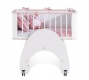 Dětská kolébka 50x90 na kolečkách s ložním setem Flamenco - bílá/růžová
