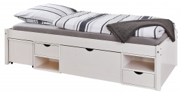 Studentská postel 90x200cm s výsuvným nočním stolkem a úložným prostorem Diablo - bílá