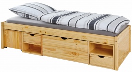 Studentská postel 90x200cm s výsuvným nočním stolkem a úložným prostorem Diablo - borovice