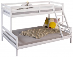Patrová postel z masivu 90x200cm + 140x200cm Sully - bílá