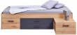Studentská postel 90x200cm s výsuvným nočním stolkem a úložným prostorem Skye - dub artisan/šedá
