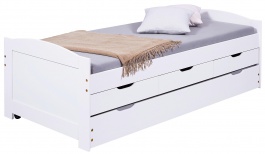 Studentská postel 90x200cm s přistýlkou a úložným prostorem Janett - bílá