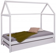 Domečková postel I z masivu 90x200cm se zásuvkou Sully - bílá