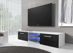 TV stolek RTV 03 s LED bílá/černý lesk