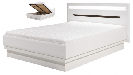 Manželská postel Irma 160x200cm s úložným prostorem - bílá / wenge