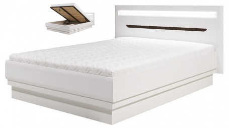 Manželská postel Irma 180x200cm s úložným prostorem - bílá / wenge