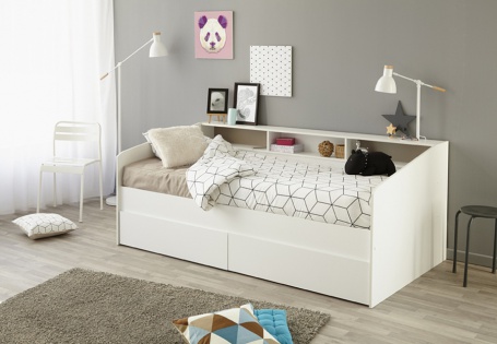 Dětská postel Billie 90x200cm s úložným prostorem - bílá