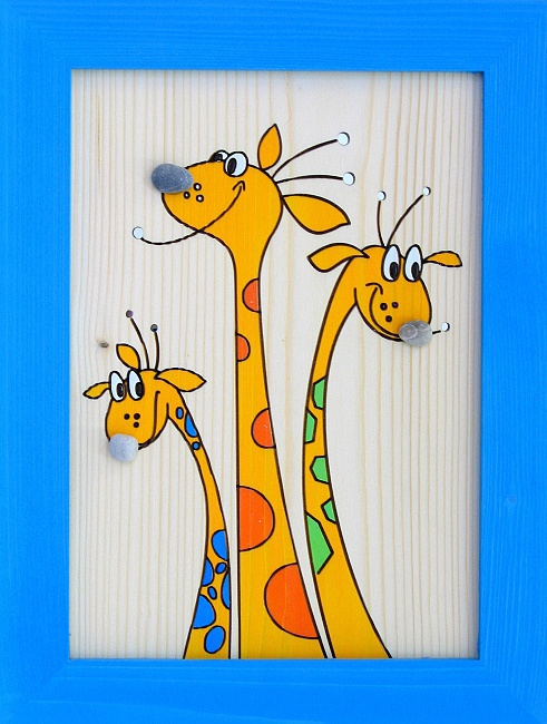 Levně Obr 093 obrázek žirafy modrý - m - 250x330mm