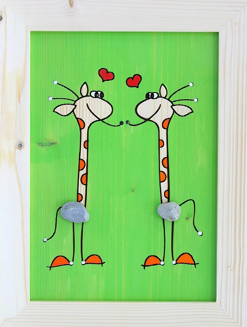 Levně Obr 065 obrázek žirafy zelený - m - 250x330mm