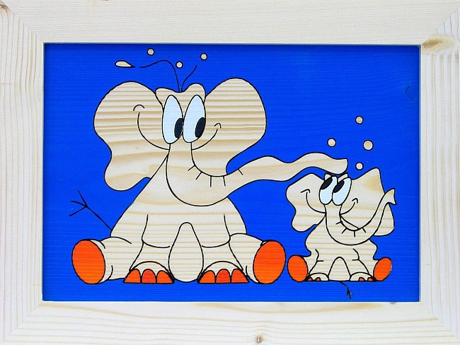 Levně 70 dětský obrázek sloni modrý - m - 250x330mm