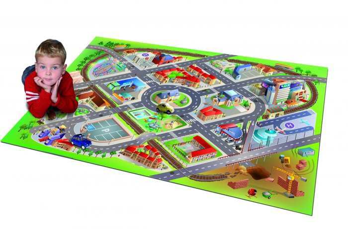 Levně Dětský hrací koberec město s letištěm 3d - 100x150cm